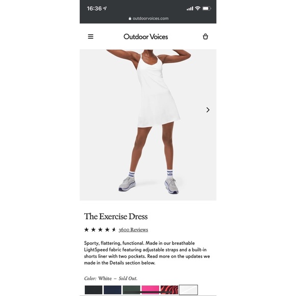 Sold out White Outdoor Voices Exercise Dress ! - Picture 1 of 5